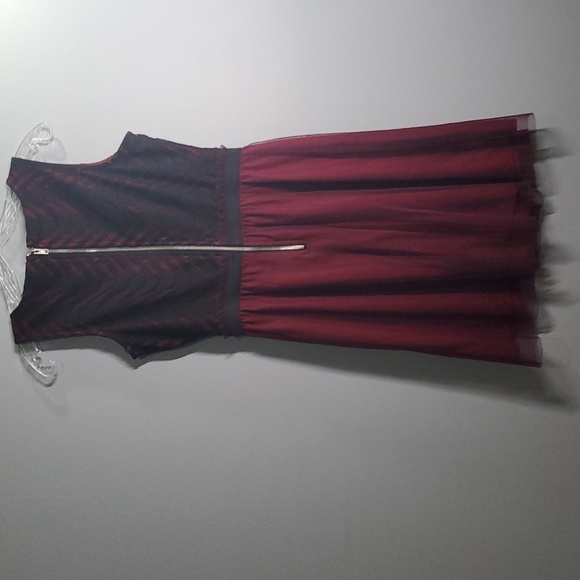 Speechless dress women's size medium M black burgundy lace crepe sleeveless - Picture 11 of 15